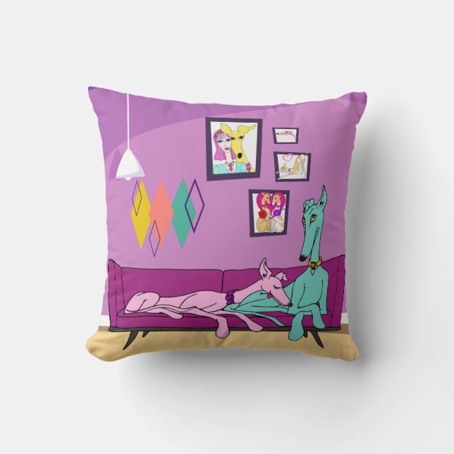 Mittelalter Moderne Windhundkunst Kissen (Vorderseite)