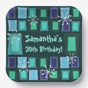 Mittelalter Moderner 30. Geburtstag Aquamarin Pappteller