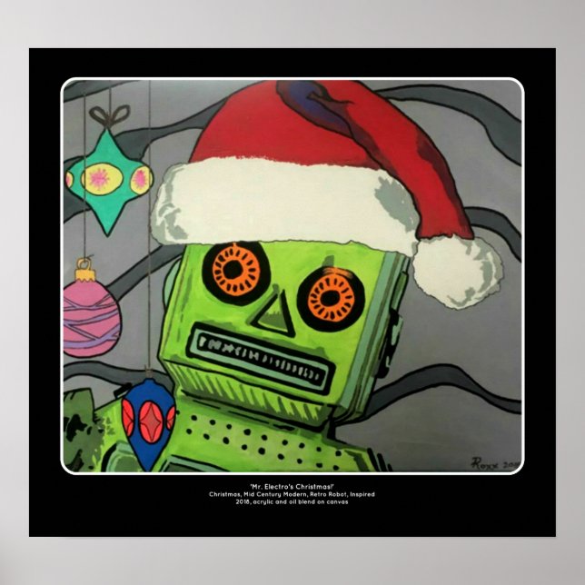 Mittelalter Moderner Abstrakter Weihnachtsrobot Poster (Vorne)