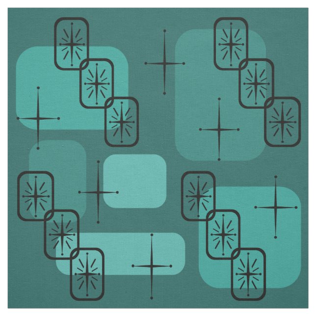 Mittelalter Moderner Sputnik Aquamarin Stoff (Muster)