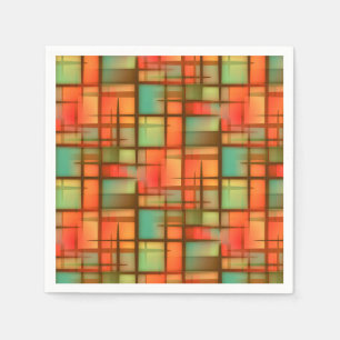 Mittelalter Modernes Abstraktes Kariertes Rotes Gr Serviette