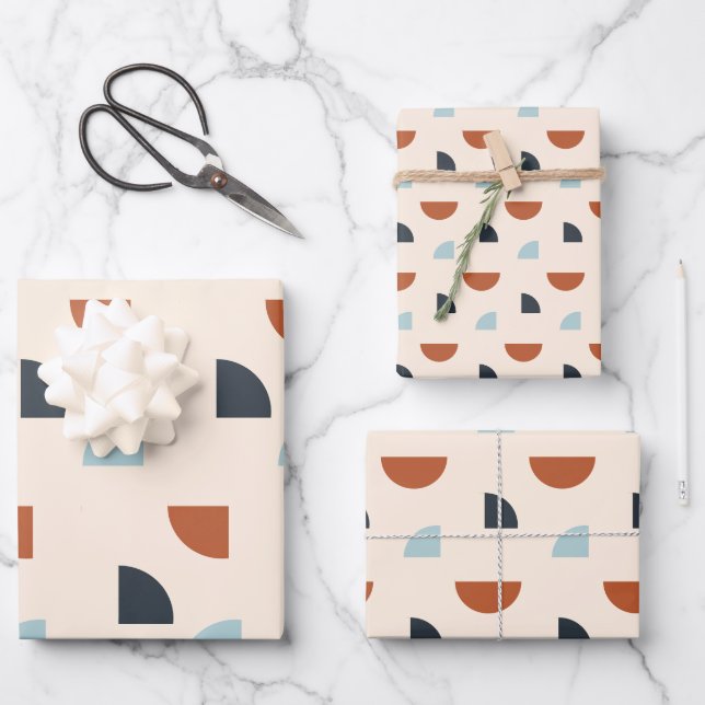 Mittelalter Modernes Abstraktes Muster braun blau Geschenkpapier Set (Vorderseite)