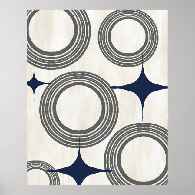 Mittelalter Modernes Abstraktes Poster-Grau Blue Poster (Vorne)