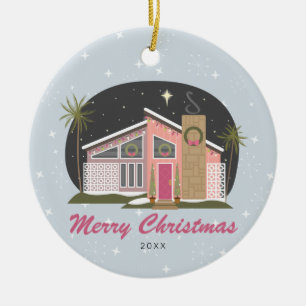 Mittelalter Modernes Pink House Weihnachten Keramik Ornament