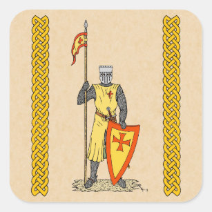 Mittelalter Ritter Anfang des 13. Jahrhunderts Quadratischer Aufkleber