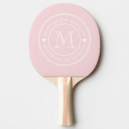 Mittelalter-Rosa-Flüstern-Hochzeitsmonogramm-Herz Tischtennis Schläger
