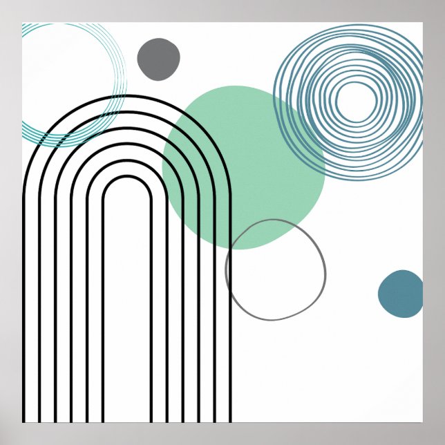 Mittelalterliche Abstrakte geometrische Pastelltaf Poster (Vorne)