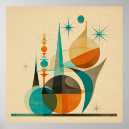 Mittelalterliche abstrakte geometrische Retro-Kuns Poster