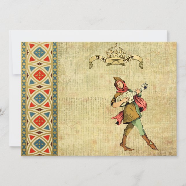Mittelalterliche Barden-Hochzeit lädt ein Einladung (Vorderseite)