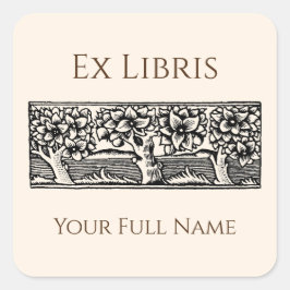Mittelalterliche Bäume Ex Libris Buchzeichen, Buch Quadratischer Aufkleber