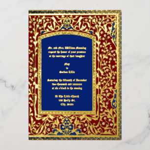 Mittelalterliche, beleuchtete Blumenzellenhochzeit Folieneinladung