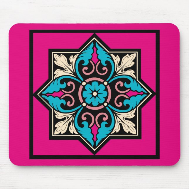 Mittelalterliche Beleuchtung Arktis Blaues Acanthu Mousepad (Vorne)