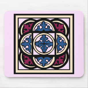 Mittelalterliche Beleuchtung Blaue Akanthus-Blätte Mousepad