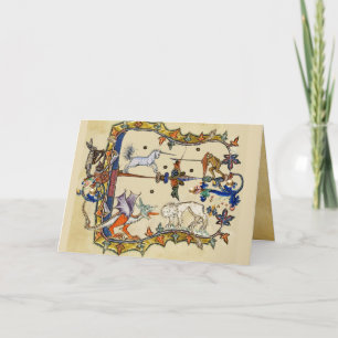 MITTELALTERLICHE BEWÄLTIGUNG,EINZIGARTIGES BEKÄMPF FEIERTAGSKARTE