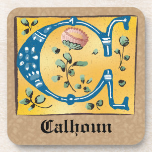 mittelalterliche blorbeleuchtete Buchstaben C Mono Getränkeuntersetzer