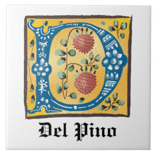 mittelalterliche blorbeleuchtete Buchstaben D Mono Fliese