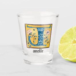 mittelalterliche blorbeleuchtete Buchstaben J Mono Schnapsglas