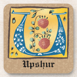 mittelalterliche blorbeleuchtete Buchstaben U Mono Getränkeuntersetzer