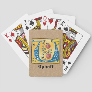 mittelalterliche blorbeleuchtete Buchstaben U Mono Spielkarten