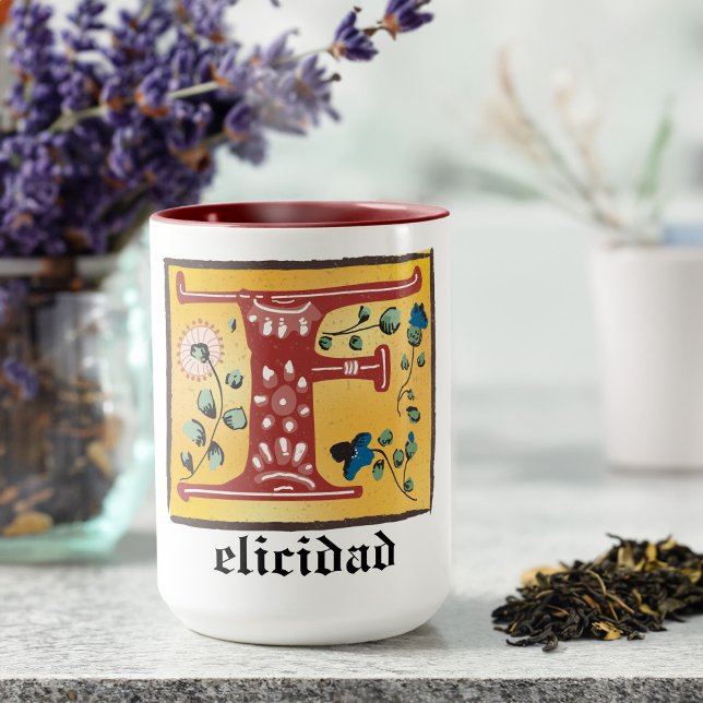 mittelalterliche blorleuchte Letter F Monogramm Tasse (Von Creator hochgeladen)