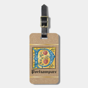 mittelalterliche blorleuchte Letter P Monogramm Gepäckanhänger