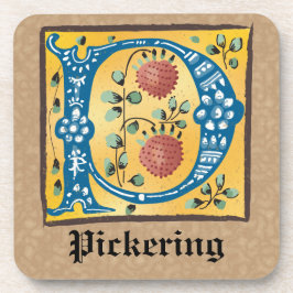 mittelalterliche blorleuchte Letter P Monogramm Getränkeuntersetzer