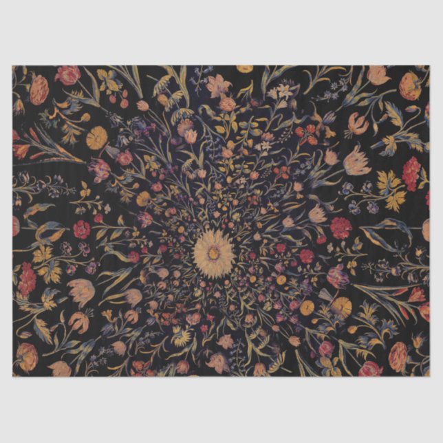 Mittelalterliche Blume auf Schwarz Seidenpapier (Vorderseite)