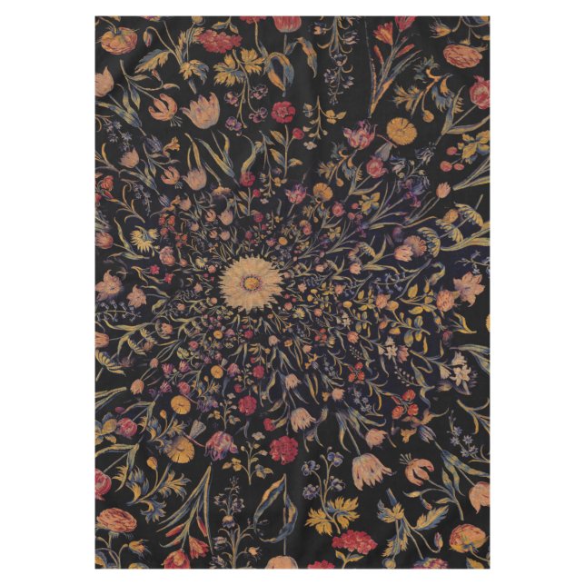 Mittelalterliche Blume auf Schwarz Tischdecke (Vorderseite)