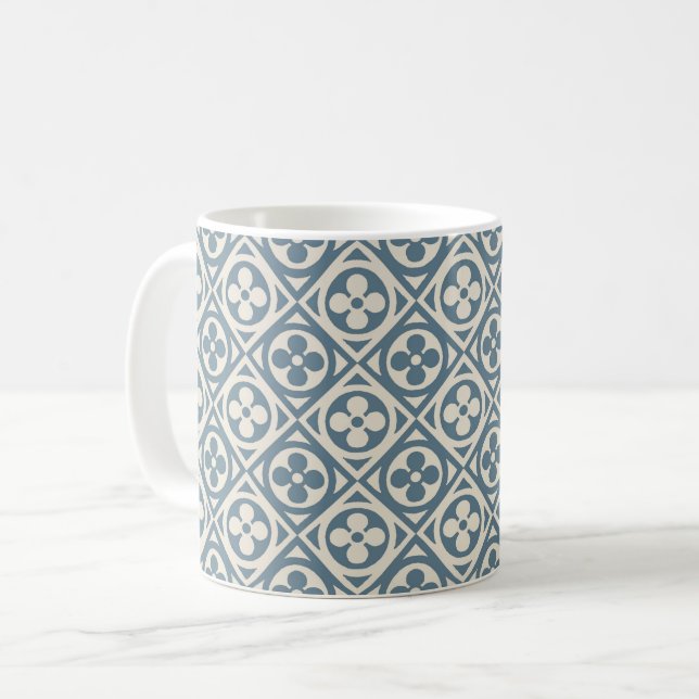 Mittelalterliche Blume Tiles - Schieferblauer Kaff Kaffeetasse (Vorderseite Links)