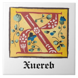 mittelalterliche blutleuchte Letter X Monogramm Fliese