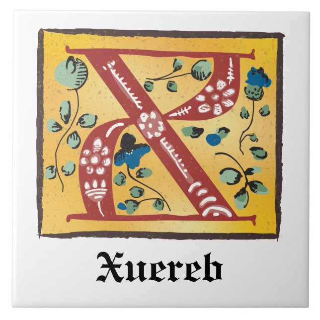 mittelalterliche blutleuchte Letter X Monogramm Fliese (Vorderseite)