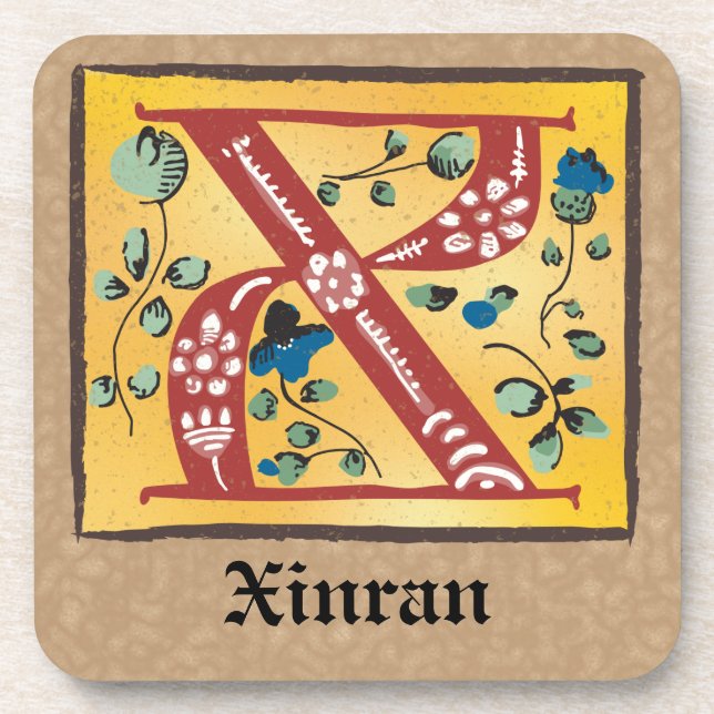 mittelalterliche blutleuchte Letter X Monogramm Getränkeuntersetzer (Vorderseite)