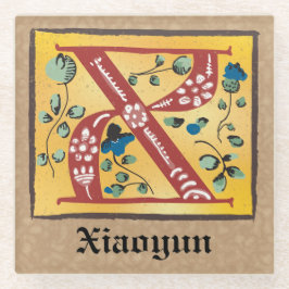 mittelalterliche blutleuchte Letter X Monogramm Glasuntersetzer