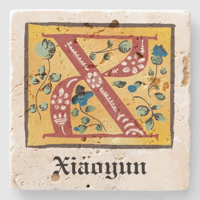 mittelalterliche blutleuchte Letter X Monogramm Steinuntersetzer (Vorderseite)