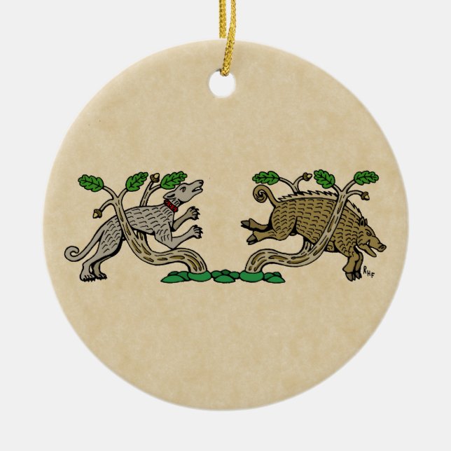 Mittelalterliche Boarenjagd Keramikornament (Vorne)