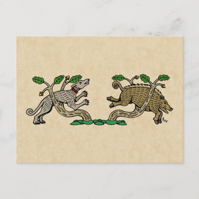 Mittelalterliche Boarenjagd Postkarte (Vorderseite)