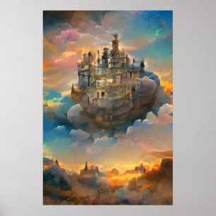 mittelalterliche Burg, Fantasiereich, Schloss im H Poster