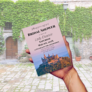 Mittelalterliche Burg Fantasy Rosa Brautparty Einladung