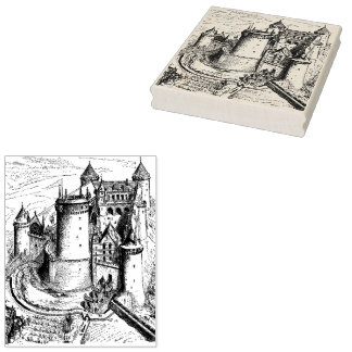 Mittelalterliche Burg Vintage Sehenswürdigkeiten Gummistempel