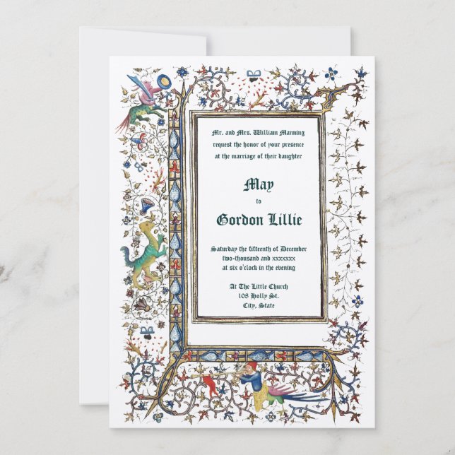 Mittelalterliche ca. 1415 beleuchtete Hochzeit Einladung (Vorderseite)