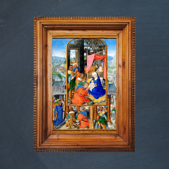 Mittelalterliche Christliche Weihnachtskrippe Drei Poster (Religious Christian Catholic Chritmas Nativity Scene / Three Kings Day & Epiphany Feast Poster Zoom)