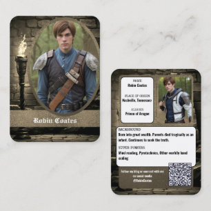 Mittelalterliche Coscard-Cosplay-Sammelkarten QR Visitenkarte