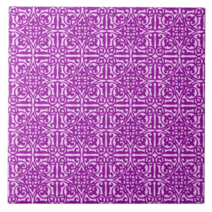 Mittelalterliche Damaske Fleur-de-lis, Amethyst li Fliese