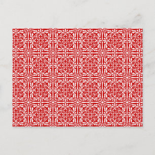 Mittelalterliche Damaskus-Diamanten, rot-weiß Postkarte