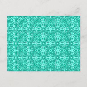 Mittelalterliche Damaskus Fleur-de-lis, Türkis & A Postkarte
