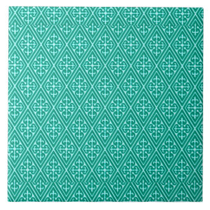 mittelalterliche Damast-Diamanten, türkis und aqua Fliese
