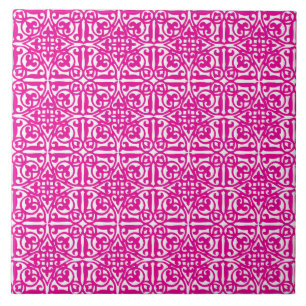 Mittelalterliche Damast Fleur-de-lis, Magenta und  Fliese