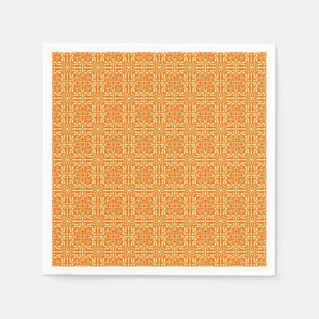Mittelalterliche Damast Fleur-de-lis, Mandarine Serviette (Vorderseite)