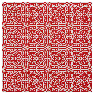 Mittelalterliche Damast-Lilie, -ROT und -WEISS Stoff
