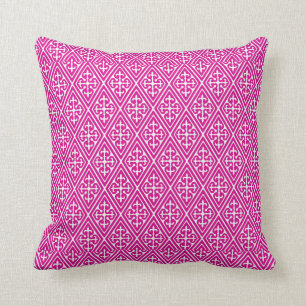 Mittelalterliche Damastdiamanten, -MAGENTA und Kissen
